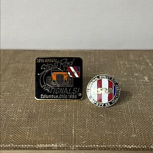 Set of 2 Vintage 1984 Street Rod Nationals Hat Pin Set Columbus Ohio NSRA